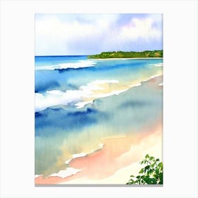 Crane Beach 5, Barbados Watercolour Canvas Print