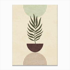 Minimal Botanical Art with Geometric Shapes Canvas Print