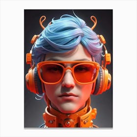 Futuristic Girl With Headphones Canvas Print