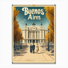 Aihrgdesign A Retro Travel Poster For Buenos Aires Featuring Canvas Print