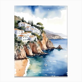 Spanish Ibiza Travel Poster Watercolor Painting (5) Canvas Print