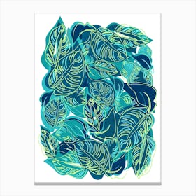 Tropical Turquoise Leaves Canvas Print