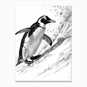 King Penguin Belly Sliding Down Snowy Slopes 3 Canvas Print
