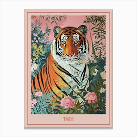 Floral Animal Painting Tiger 4 Poster Canvas Print