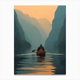 Man In A Canoe Canvas Print