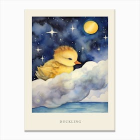 Baby Duckling 1 Sleeping In The Clouds Nursery Poster Canvas Print