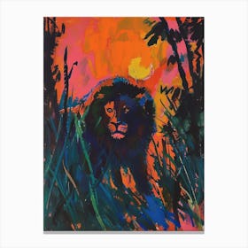 Transvaal Lion Night Hunt Fauvist Painting Painting 4 Canvas Print