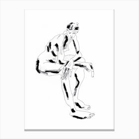 Seated Nude With Crossed Arms White Canvas Print