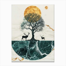 Deer And Tree Canvas Print Canvas Print