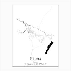 Kiruna,Sweden Minimalist Map Canvas Print