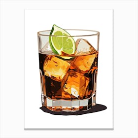 Mid Century Modern Illustration Dark  N  Stormy Floral Infusion Cocktail 1 Canvas Print