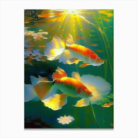 Butterfly Koi Fish Monet Style Classic Painting Canvas Print