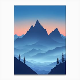 Misty Mountains Vertical Composition In Blue Tone 126 Canvas Print