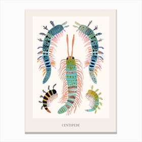 Colourful Insect Illustration Centipede 3 Poster Canvas Print