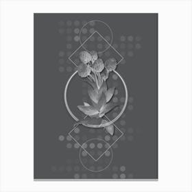 Vintage Cudweeds Botanical with Line Motif and Dot Pattern in Ghost Gray n.0134 Canvas Print
