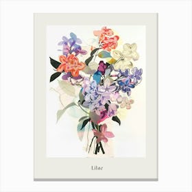 Lilac 2 Collage Flower Bouquet Poster Canvas Print