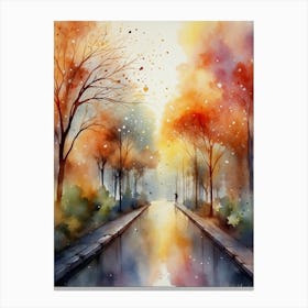 Watercolor Of Autumn Trees 5 Canvas Print