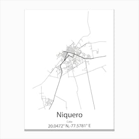 Niquero,Cuba Minimalist Map Canvas Print