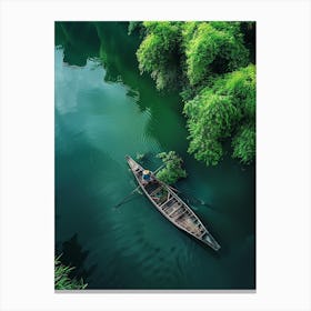 Boat On A River Canvas Print