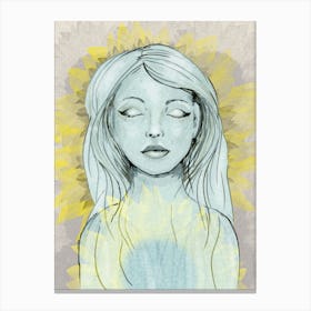 Girl with sunflowers Canvas Print