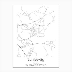 Schleswig,Germany Minimalist Map Canvas Print