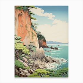 Tojinbo Cliffs In Fukui, Ukiyo E Drawing 2 Canvas Print