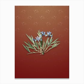 Vintage Dwarf Crested Iris Botanical on Falu Red Pattern n.0294 Canvas Print