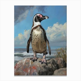 African Penguin Signy Island Oil Painting 4 Canvas Print