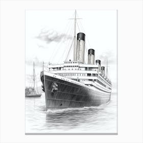 Titanic Onboarding Pencil Illustration 3 Canvas Print