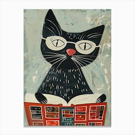 Reading Cat Canvas Print