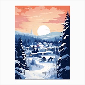 Winter Travel Night Illustration Fairbanks Alaska 1 Canvas Print