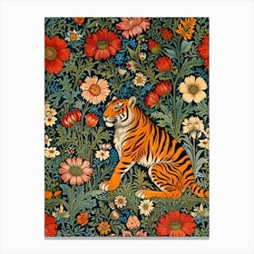 William Morris Tiger In Flowers Canvas Print