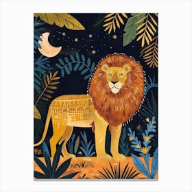 Barbary Lion Night Hunt Illustration 3 Canvas Print