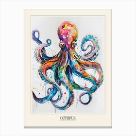 Octopus Colourful Watercolour 4 Poster Canvas Print
