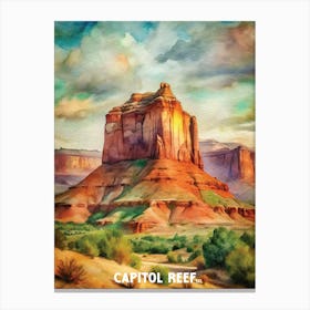 Capitol Reef National Park Watercolor Painting Canvas Print