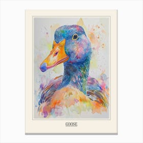 Goose Colourful Watercolour 4 Poster Canvas Print