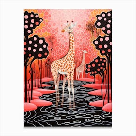 Swirl Pattern Giraffe Pink & Orange 2 Canvas Print