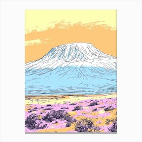 Mount Kenya Color Line Drawing (6) Canvas Print