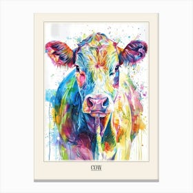Cow Colourful Watercolour 3 Poster Canvas Print