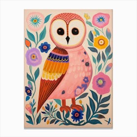 Pink Scandi Barn Owl 2 Canvas Print