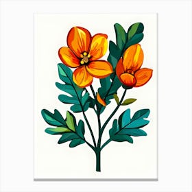 Orange Flowers On A Branch Canvas Print