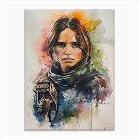 Jyn Erso From Star Wars Watercolor Canvas Print