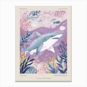 Purple Port Jackson Shark Illustration Poster Canvas Print