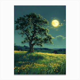 Moonlight In The Meadow Canvas Print