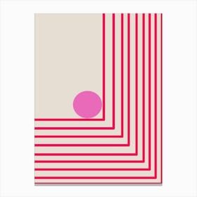 Mid Century Modern Retro Aesthetic Geometric Lines and Shapes in Pink and Red Canvas Print