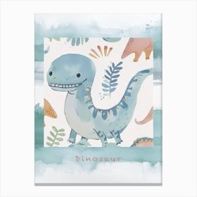 Cute Dinosaur Watercolour Style 1 Poster Canvas Print