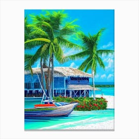 Caye Caulker Belize Pointillism Style Tropical Destination Canvas Print