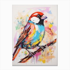 Colourful Bird Painting House Sparrow 2 Canvas Print