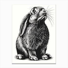 French Lop Blockprint Rabbit Illustration 5 Canvas Print