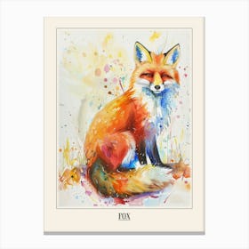 Fox Colourful Watercolour 3 Poster Canvas Print